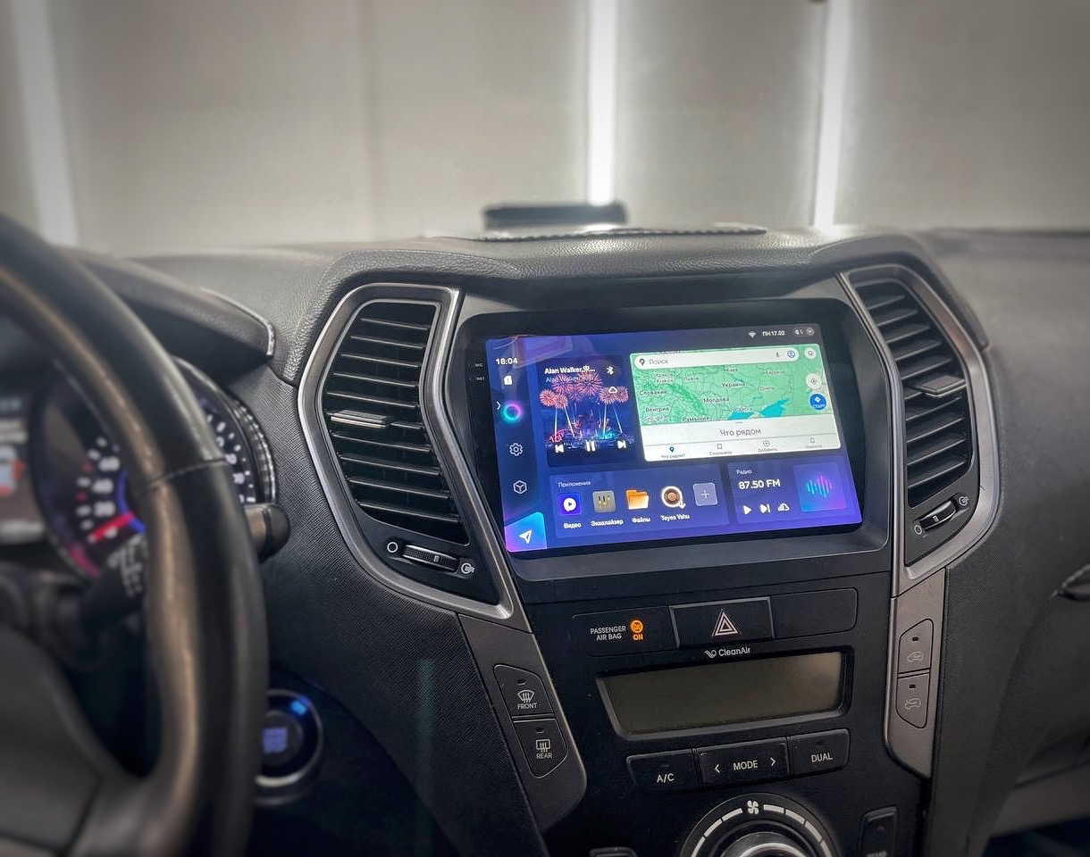 Установка мультимедийной системы Teyes на базе Android в Hyundai Santa Fe